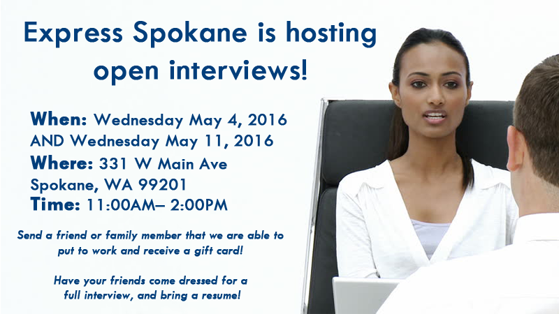 Spokane - Staffing Agencies - Open Interviews